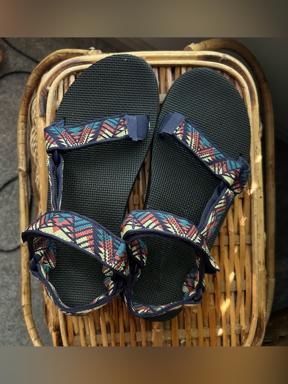 Teva Men's Navy Sandals with Multicolor Aztec Straps